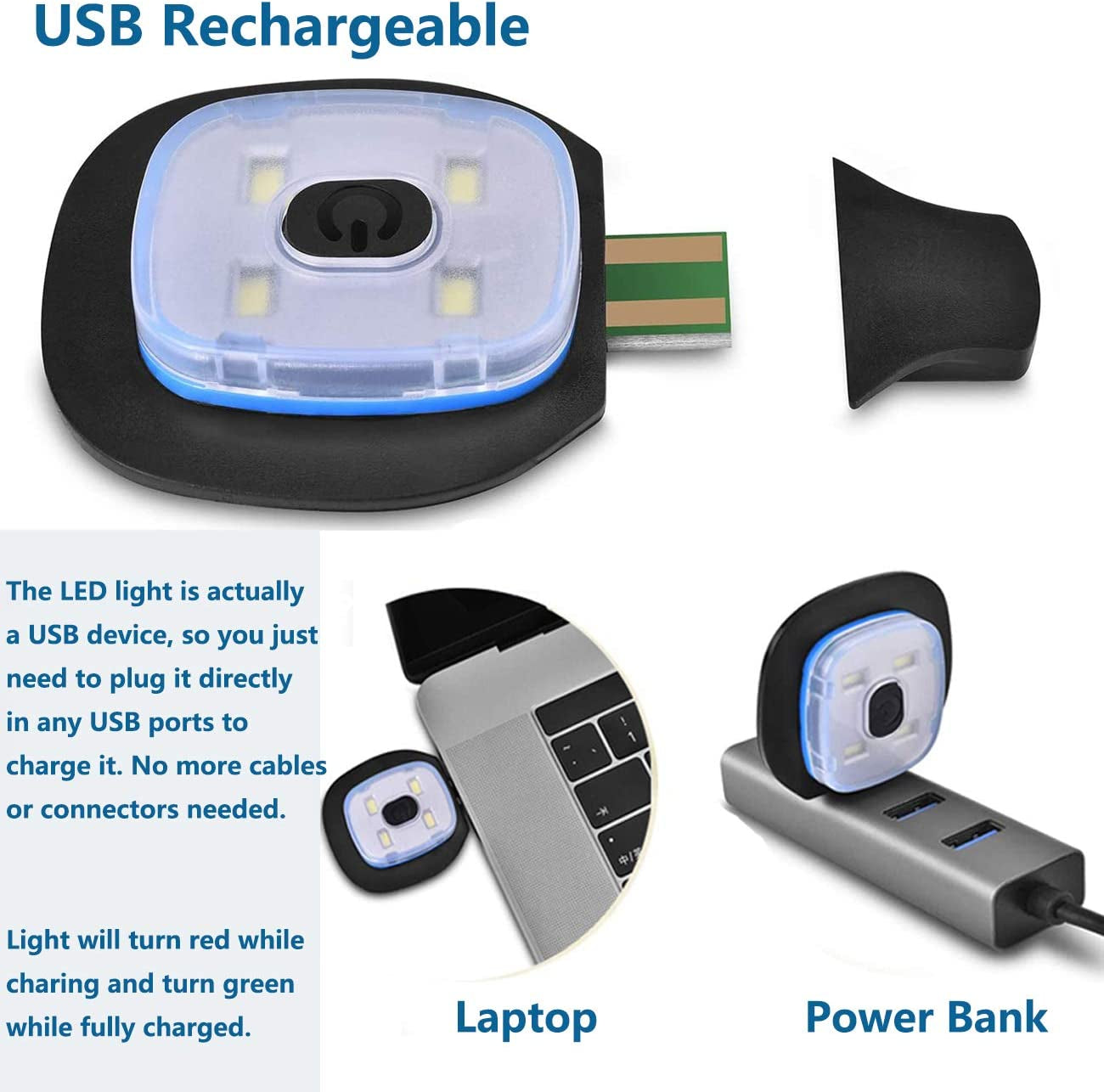 Unisex 2 Pack LED Beanie with Light, USB Rechargeable Caps Winter Headlamp Beanie Cap Gifts for Men Women Dad